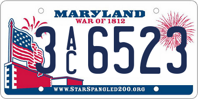 MD license plate 3AC6523