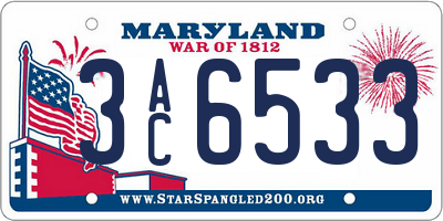MD license plate 3AC6533