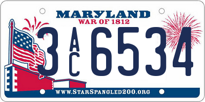 MD license plate 3AC6534