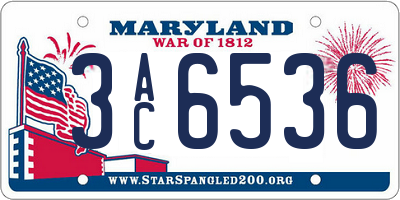 MD license plate 3AC6536