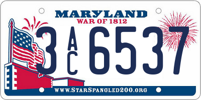 MD license plate 3AC6537