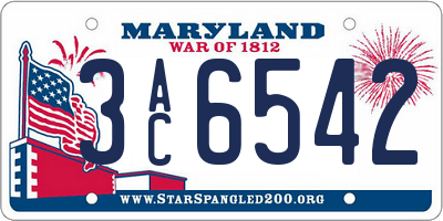 MD license plate 3AC6542