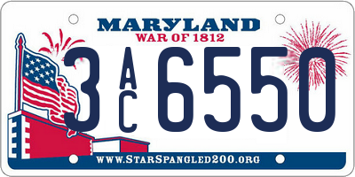 MD license plate 3AC6550