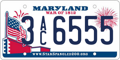 MD license plate 3AC6555