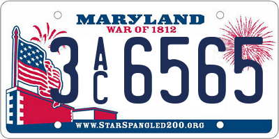 MD license plate 3AC6565