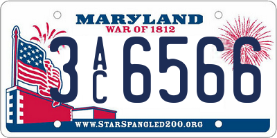MD license plate 3AC6566