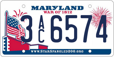 MD license plate 3AC6574