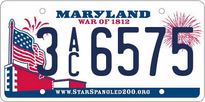 MD license plate 3AC6575