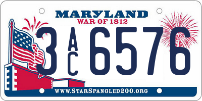 MD license plate 3AC6576
