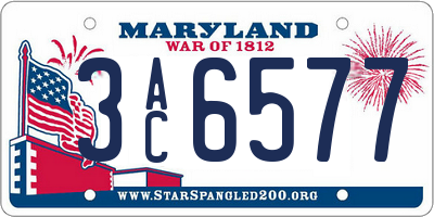 MD license plate 3AC6577