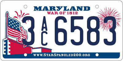 MD license plate 3AC6583