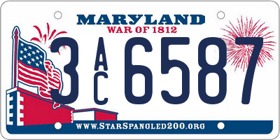 MD license plate 3AC6587