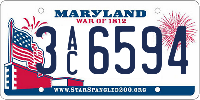 MD license plate 3AC6594