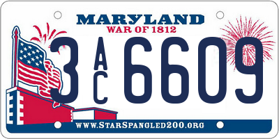 MD license plate 3AC6609