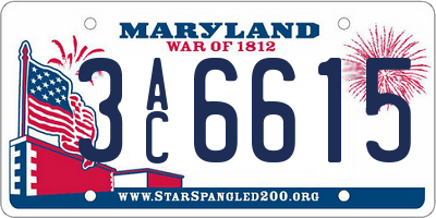 MD license plate 3AC6615
