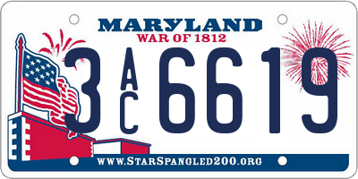 MD license plate 3AC6619