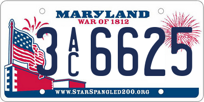 MD license plate 3AC6625
