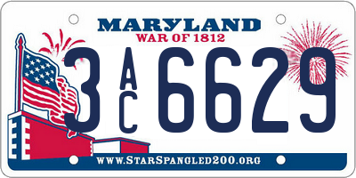 MD license plate 3AC6629