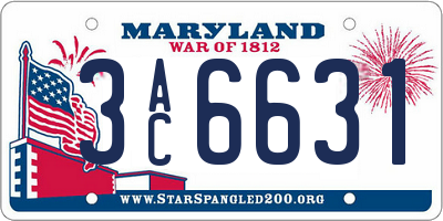 MD license plate 3AC6631