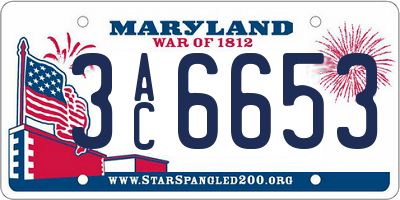 MD license plate 3AC6653