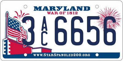 MD license plate 3AC6656