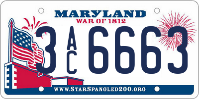 MD license plate 3AC6663