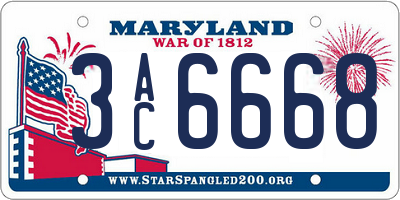 MD license plate 3AC6668