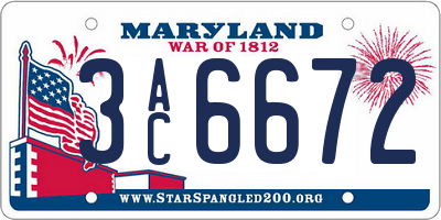 MD license plate 3AC6672
