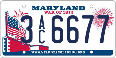 MD license plate 3AC6677