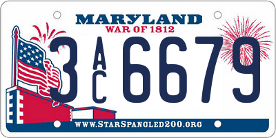 MD license plate 3AC6679