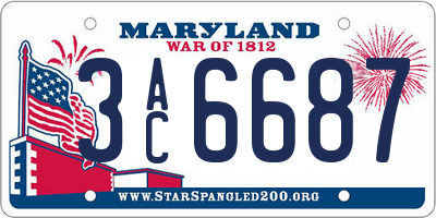 MD license plate 3AC6687