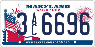 MD license plate 3AC6696