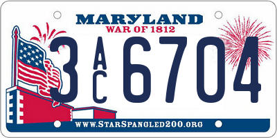 MD license plate 3AC6704