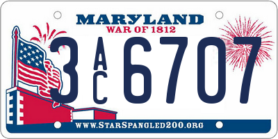 MD license plate 3AC6707