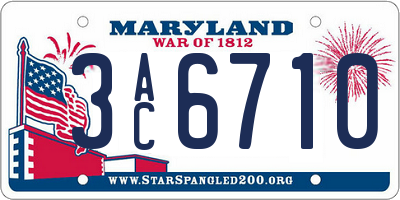 MD license plate 3AC6710