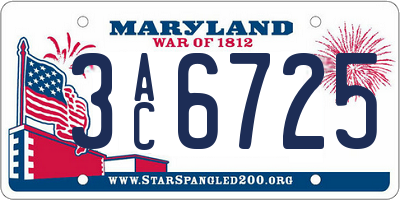 MD license plate 3AC6725