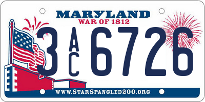 MD license plate 3AC6726