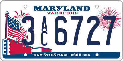 MD license plate 3AC6727