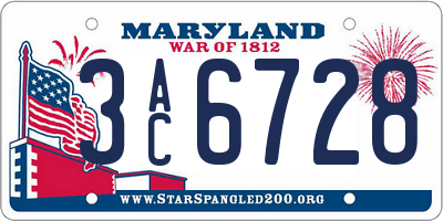 MD license plate 3AC6728