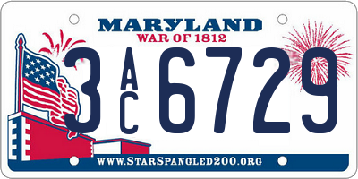 MD license plate 3AC6729