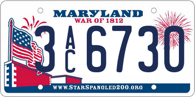 MD license plate 3AC6730