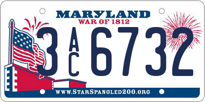 MD license plate 3AC6732