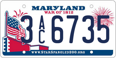 MD license plate 3AC6735
