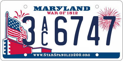 MD license plate 3AC6747