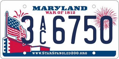 MD license plate 3AC6750