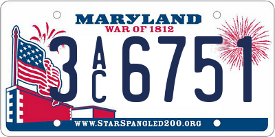 MD license plate 3AC6751