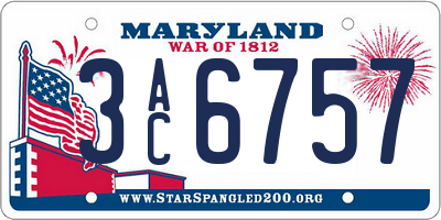 MD license plate 3AC6757