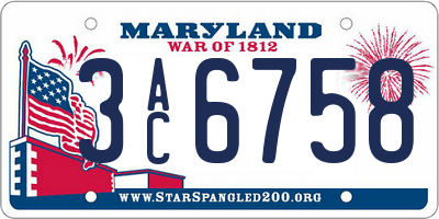 MD license plate 3AC6758