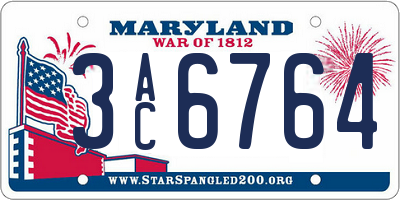 MD license plate 3AC6764