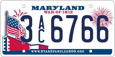 MD license plate 3AC6766
